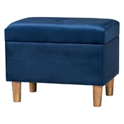 Baxton Studio Elias Modern Navy Blue Velvet Fabric Storage Ottoman